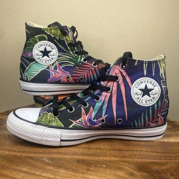 Converse Chuck Taylor All Star High Floral Tropical Womens Purple Size 8 Shoes - Picture 2 of 10